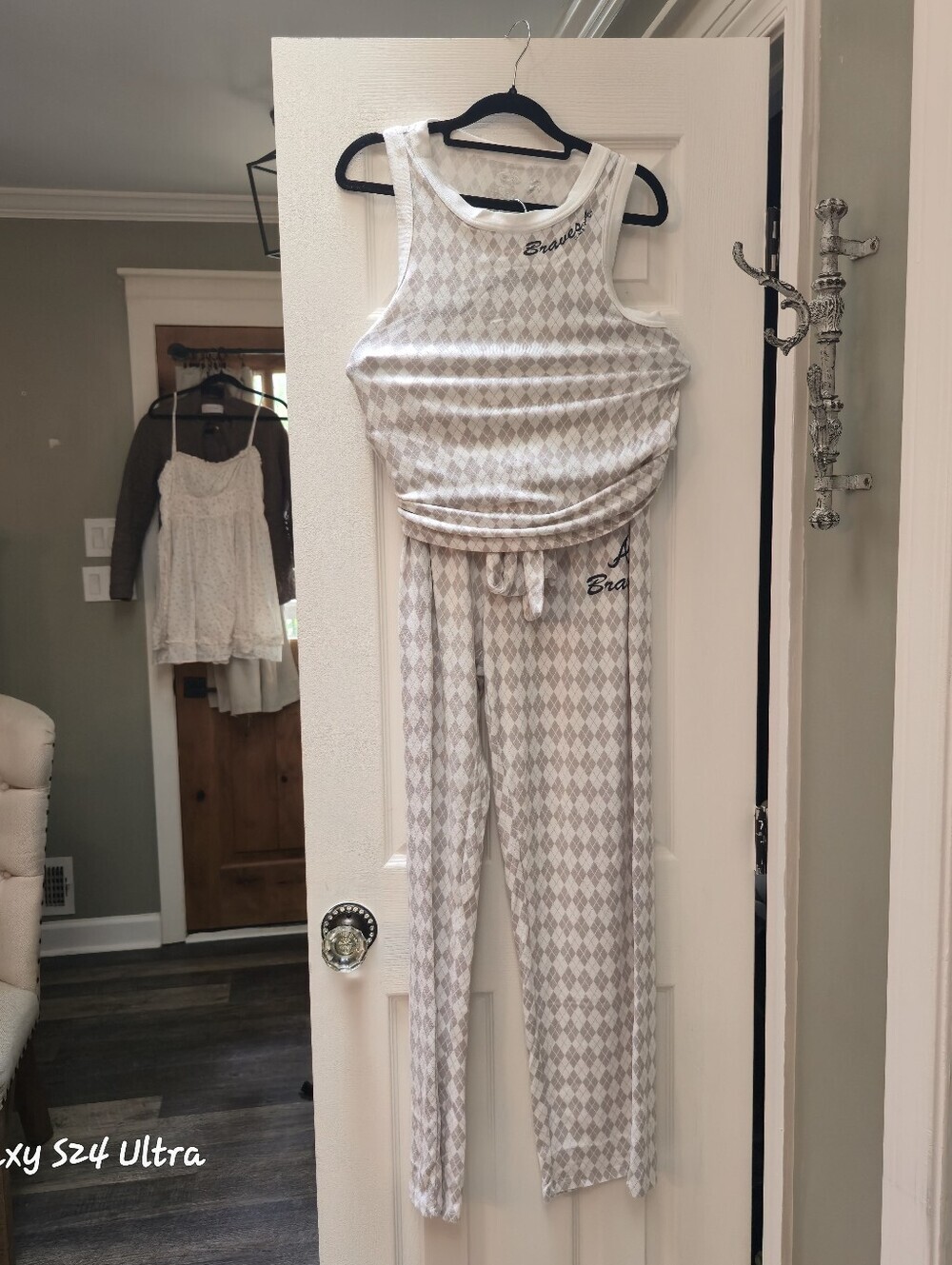 MLB Gray Diamond Pattern PJ Set - Picture 2 of 9